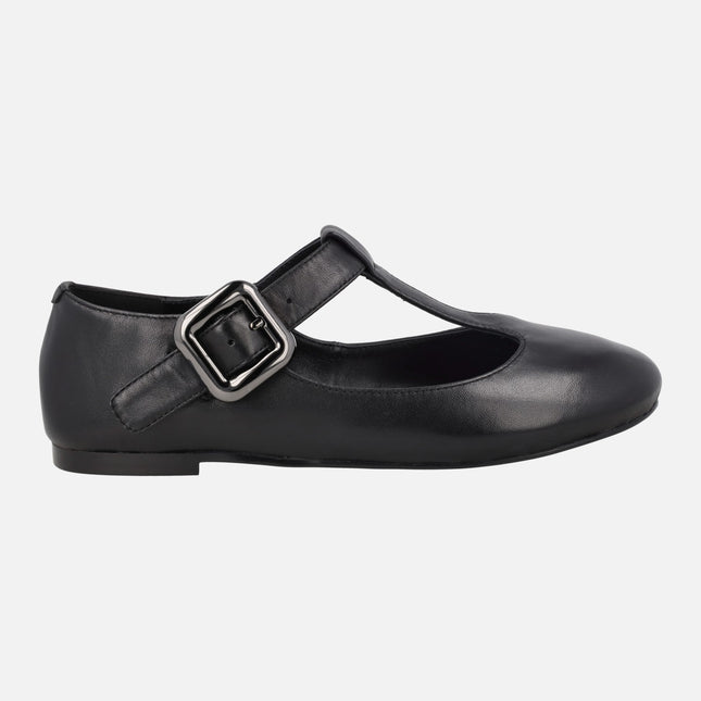 Bailarinas Zintia estilo mary jane en piel negra