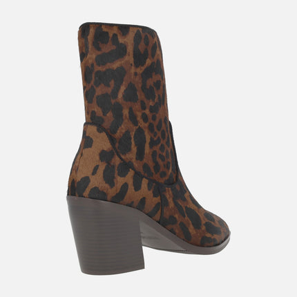 Botines de tacón en pelo animal print leopardo Lilith