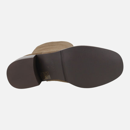 Botas altas North de piel sin cremallera y con tacón medio