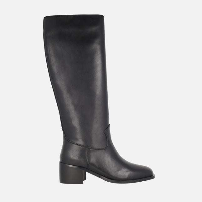 Botas altas North de piel sin cremallera y con tacón medio