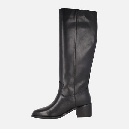 Botas altas North de piel sin cremallera y con tacón medio