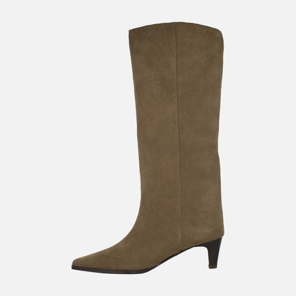 Botas altas de piel Wilma con tacones kitten