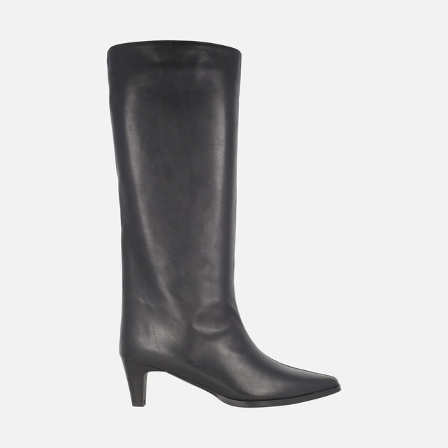 Botas altas de piel Wilma con tacones kitten