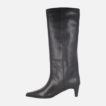 Botas altas de piel Wilma con tacones kitten