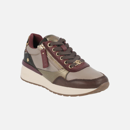 Zapatos deportivos de piel con talonera en animal print