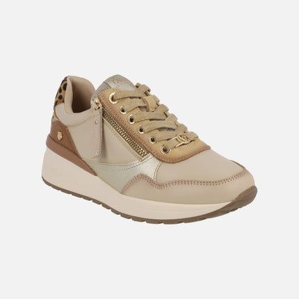 Zapatos deportivos de piel con talonera en animal print