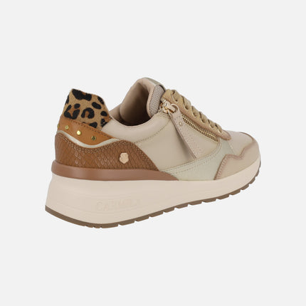 Zapatos deportivos de piel con talonera en animal print