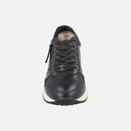 Zapatos deportivos de piel con talonera en animal print