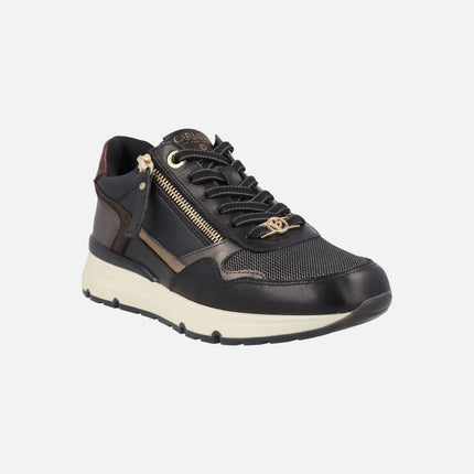 Zapatos deportivos multi material con cremallera y cordones