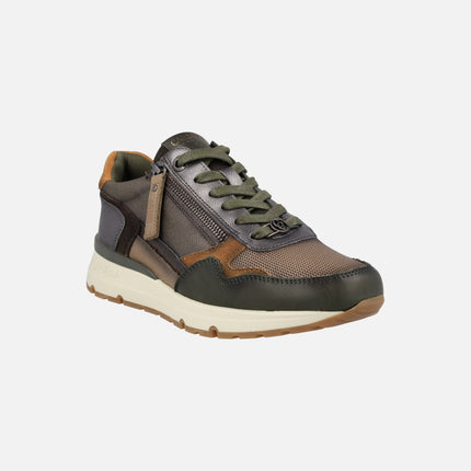 Zapatos deportivos multi material con cremallera y cordones