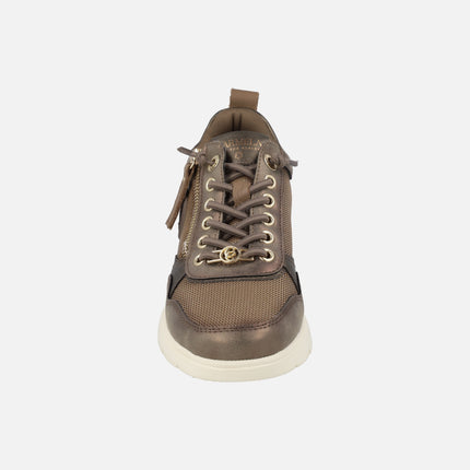 Deportivas multi material metalizadas con talón en animal print