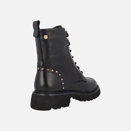 Black leather boots with laces and zipper