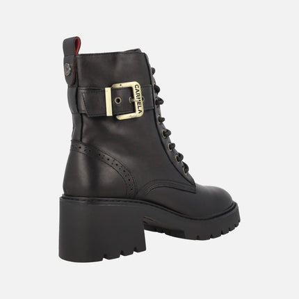 Botines negros de piel con cordones y piso track