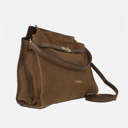 Retro style bags in a combination of materials with shoulder strap