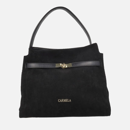 Retro style bags in a combination of materials with shoulder strap