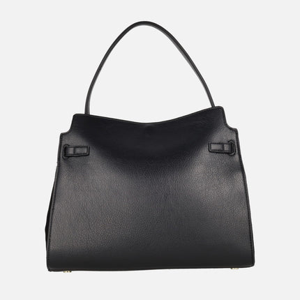 Retro style bags in a combination of materials with shoulder strap