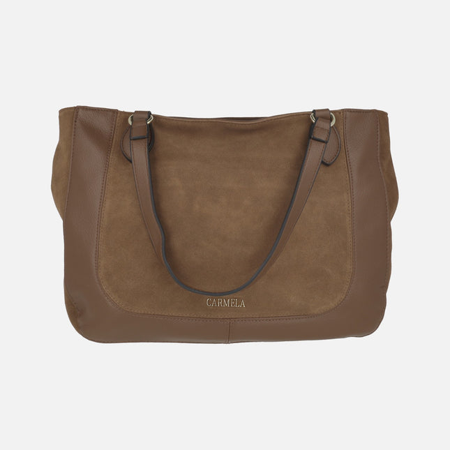 Bolsos grandes estilo shopper en combinado marrón