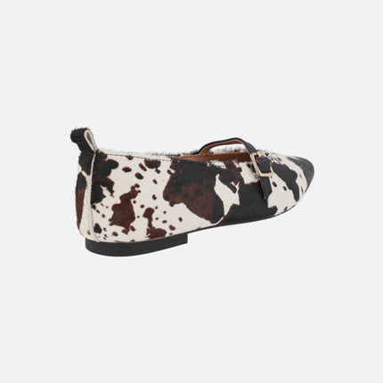 Bailarinas Paris estilo mary jane en pelo print vaca