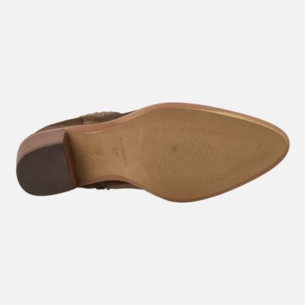 Botines de tacón Alpe Nevada en serraje marrón