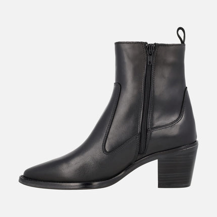 Botines de tacón negros de piel Nevada