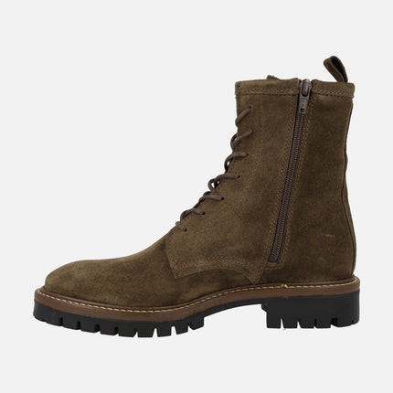 Botines de cordones en serraje marrón Alpe Militare