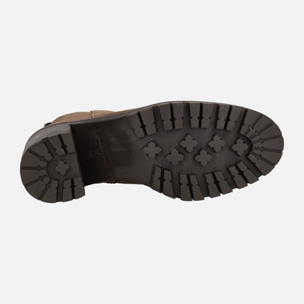 Botines de tacón Alpe Valley en serraje marrón