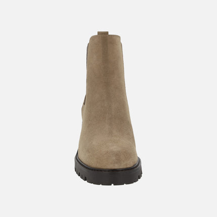 Chelsea -style heeled booties in Taupe suede Alpe Valley
