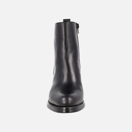 Alpe Leyna Black Leather heeled booties