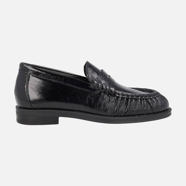 Mocasines fruncidos con antifaz Alpe Oxford en vernice negro