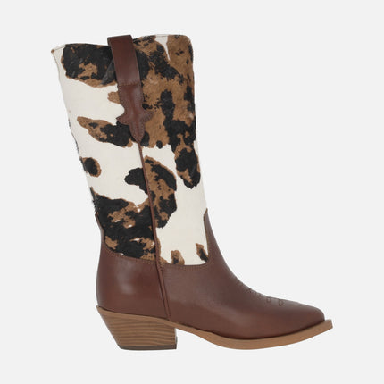Botas cowboy Alpe Western en pelo print animal vaca