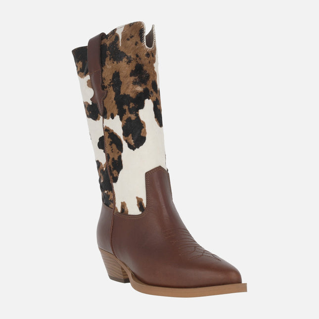 Botas cowboy Alpe Western en pelo print animal vaca