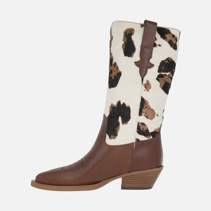 Botas cowboy Alpe Western en pelo print animal vaca