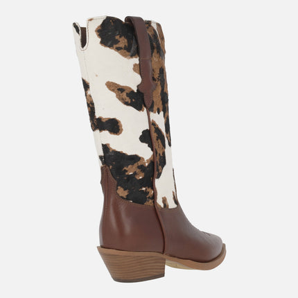 Botas cowboy Alpe Western en pelo print animal vaca