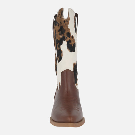 Botas cowboy Alpe Western en pelo print animal vaca