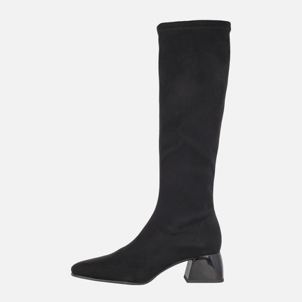 Botas en tejido elástico Eco Dry efecto ante con tacones de 5 cm