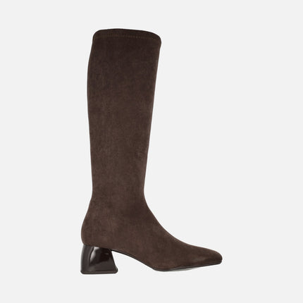 Botas en tejido elástico Eco Dry efecto ante con tacones de 5 cm