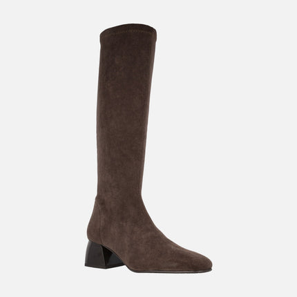 Botas en tejido elástico Eco Dry efecto ante con tacones de 5 cm