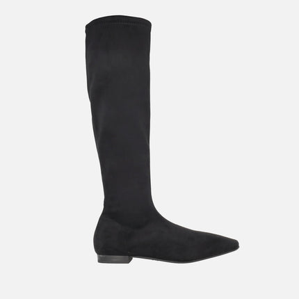 Botas planas de caña alta en tejido elástico water repelent