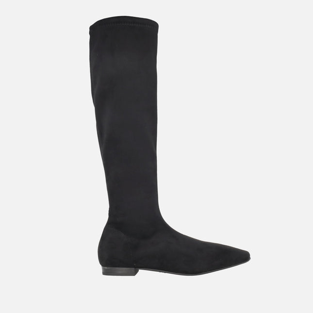 Botas planas de caña alta en tejido elástico water repelent