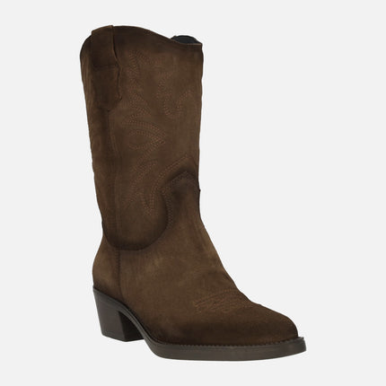 Botas de piel estilo cowboy con bordados de Viguera