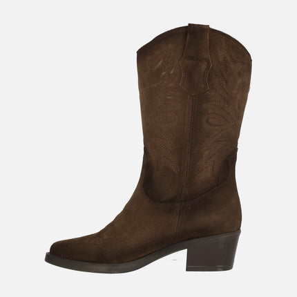 Botas de piel estilo cowboy con bordados de Viguera