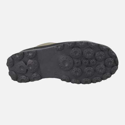 Botines de piel nobuck con cordones elásticos y cremallera