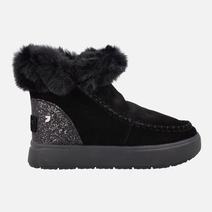 Botas australianas Alpena en serraje negro con talón de glitter