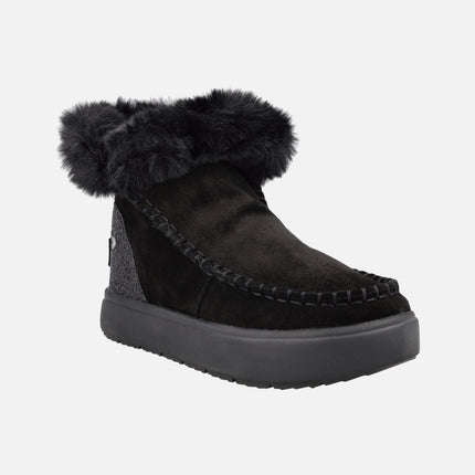 Botas australianas Alpena en serraje negro con talón de glitter