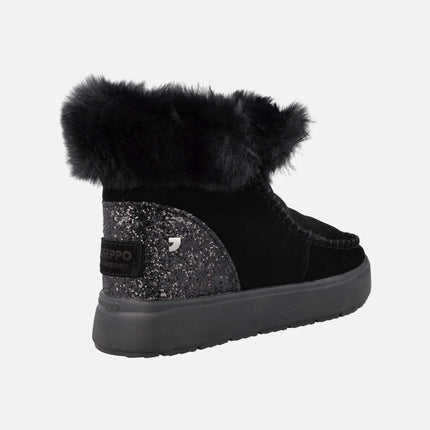Botas australianas Alpena en serraje negro con talón de glitter