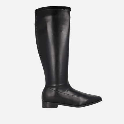 Aitkin black boots with high and elastic leg