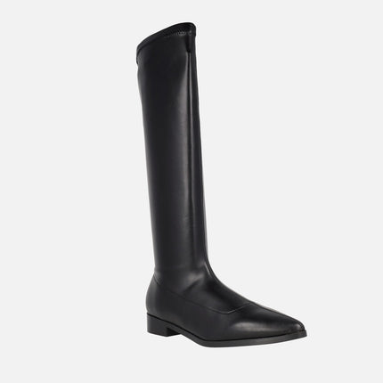Aitkin black boots with high and elastic leg