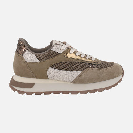 Funkley Sneakers in Leather and Grid Combined