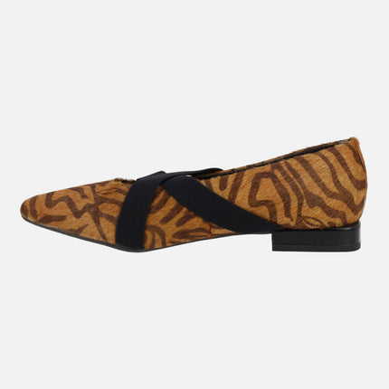 Bailarinas Milaca en animal print leopardo con elásticos cruzados
