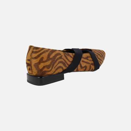 Bailarinas Milaca en animal print leopardo con elásticos cruzados